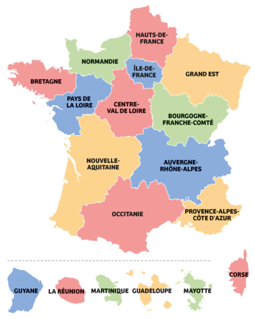 Nouvelles de france. Regions de France. Регионы Франции. 13 Регионов Франции на французском. Карта регионов Франции 2016.